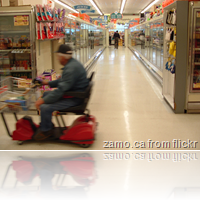 scooter man in supermarket