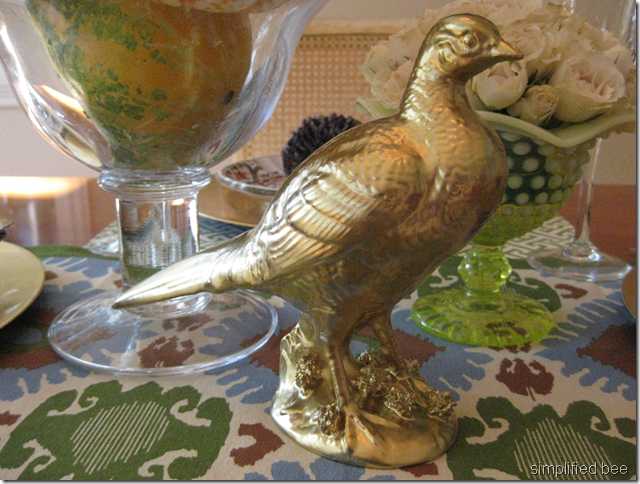 green gold blue thanksgiving table decorations