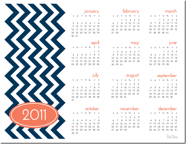 chevron printable 2011 calendar
