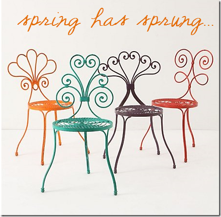 colorful iron garden chairs scroll