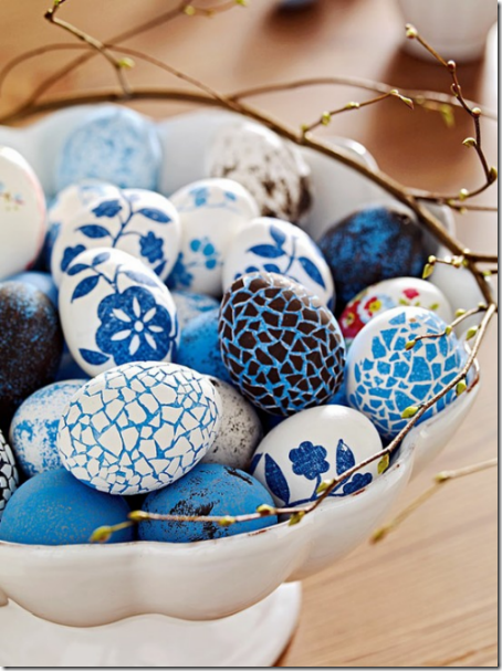 blue and white easter eggs