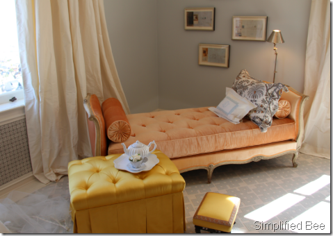 french tufted daybed peach velvet