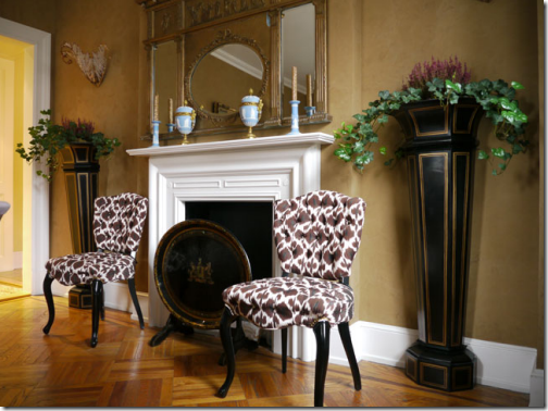 ikat tufted chairs brown white