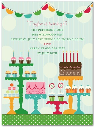 cupcake sweets birthday invitation preppy