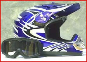 Blue Motocross Helmet with Free Goggles