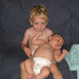 Both kids in diapers stay'in cool