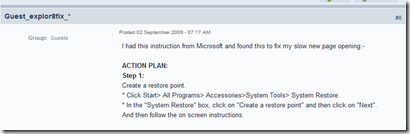  IE8 tabs not working/sluggish/slow : Solution from Microsoft: KB 926449