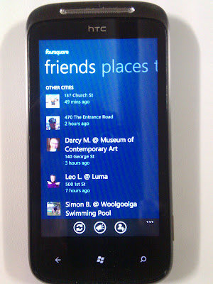 Four Square on Windows Phone 7 Four Square Friends list on Windows Phone 7