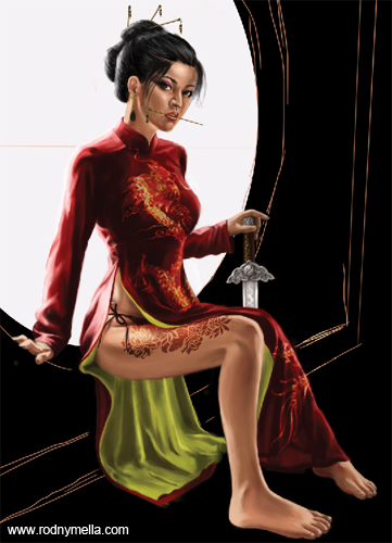 Assassina de Vermelho já com desenho da tatuagem Assassina de Vermelho já com desenho da tatuagem