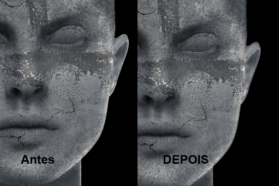 Antes e depois do Refine Edge