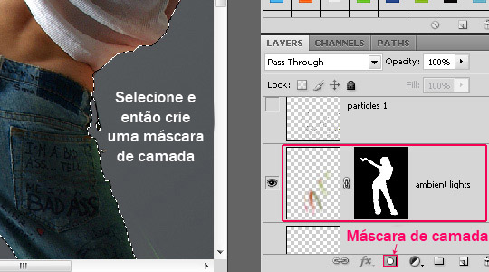 Máscara de camada na modelo