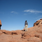 Katie gazes over the side of one of the arches