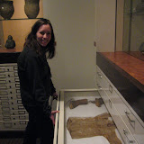 Katie examines a few of the over 15,000 Native American artifacts at the Gilcrease Museum in Tulsa.