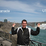 Dan with one hand in the US and one hand in Canada
