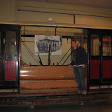Dan hops abaord the old Maryhill Tram car