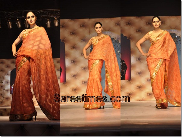 Umair_Zafar_Orange_Designer_Saree