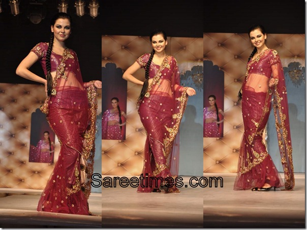 Umair_Zafar_Maroon_Designer_Saree.