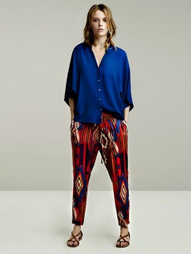 zara-blue shirt ikat pants