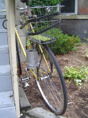 image of bicycle with flower pot attached
