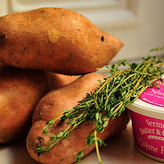 Mashed Sweet Potatoes with Crème Fraîche and Herbs