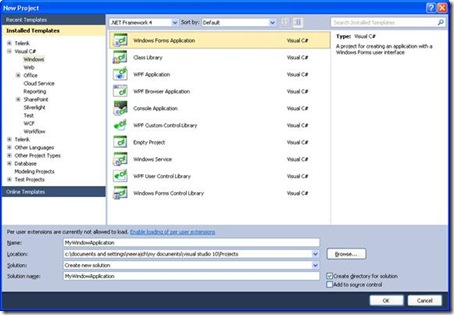 Create a windows project