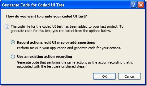 Select record action option in coded UI test