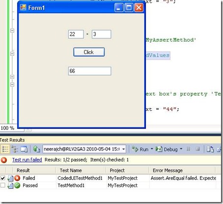 Run coded UI Test - Fail