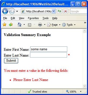 Validation Summary Example in ASP.NET