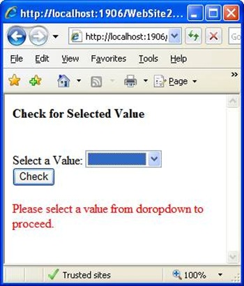 How to Check for Selected Value in DropDownList using ASP.NET | RequiredFieldValidator