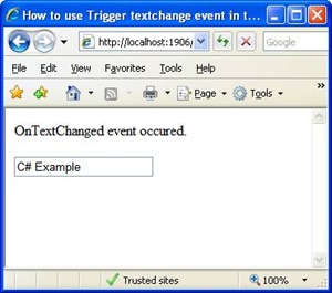 How to use Trigger textchange event in textbox using C#
