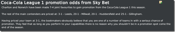 Bets of Coca-Cola League 1 in FM 2010