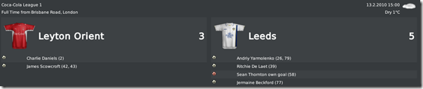 Leyton Orient and Leeds having fun in FM 2010