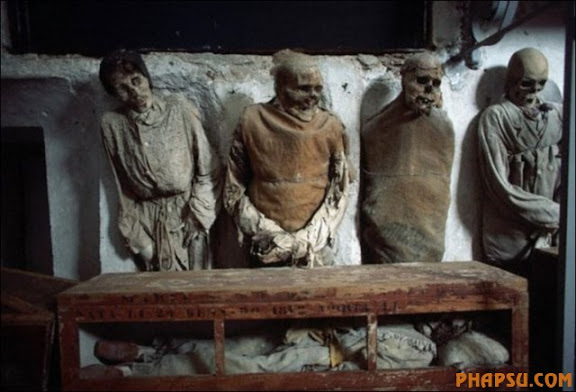 Mummy from crypt in Savoca, Sicily.   Must GIve Photo Credit to:  Ron Bowman