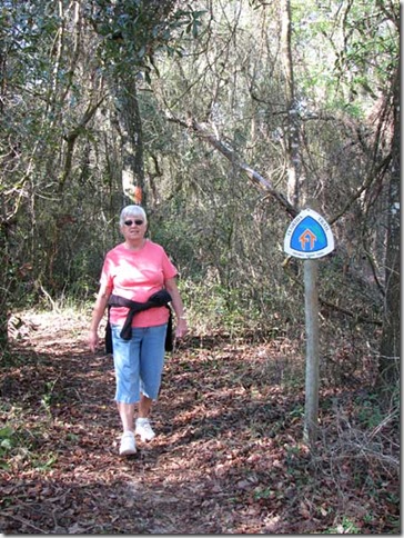 Peggy hiking on the Florida Trail