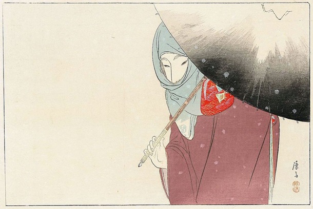 Eisen Tomioka 1864-1905 snowy umbrella