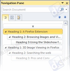 word 2010 navigation pane