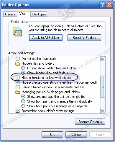 show file extensions