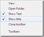 quick launch toolbar right click option