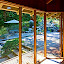 The view of the waterfall patio from the nook.