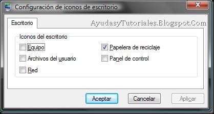 Config de Iconos Escritorio - AyudasyTutoriales