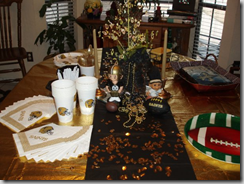 Saints tablescape Saints tablescape