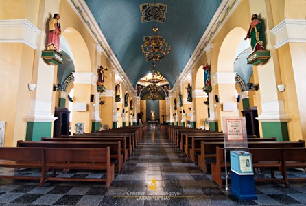 Inside Jaro Cathedral, Male Saints Line the Hall