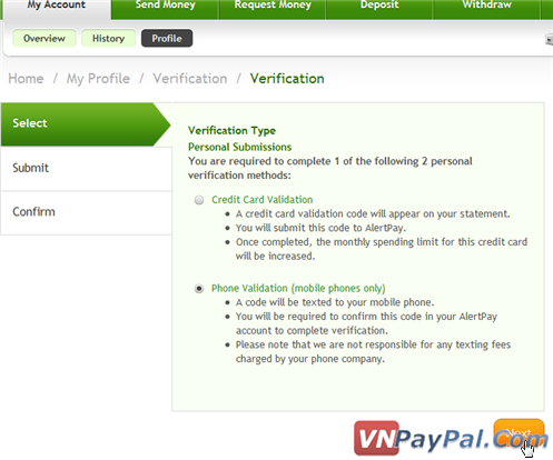 Hướng Dẫn Xác Nhận (Verify) Tài Khoản AlertPay Hướng Dẫn Xác Nhận (Verify) Tài Khoản AlertPay