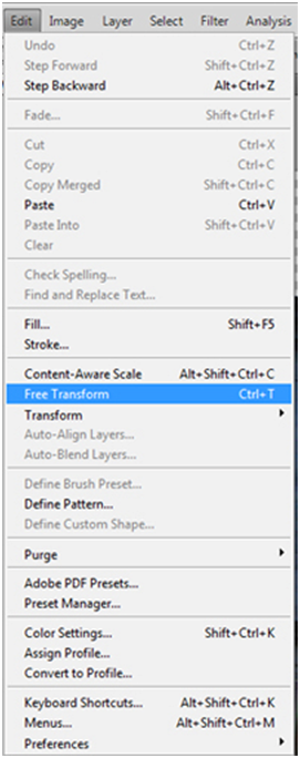 Free Transform Menu