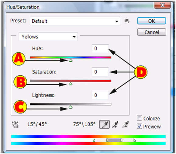 Hue And Saturation Slider Bars