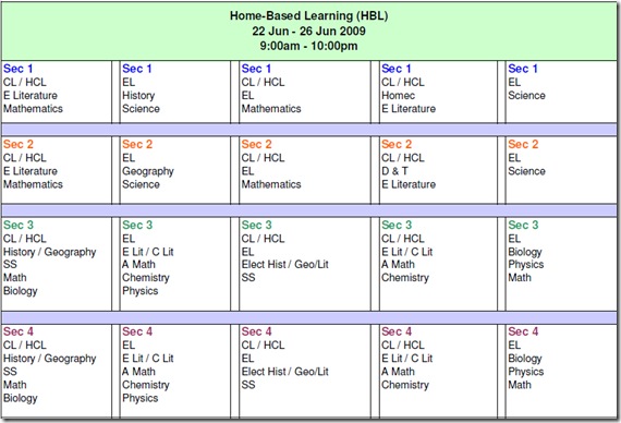 timetable