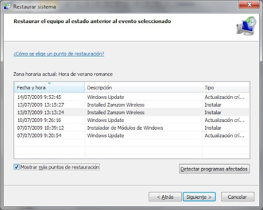 Restaurar sistema en Windows 7 Restaurar sistema en Windows 7