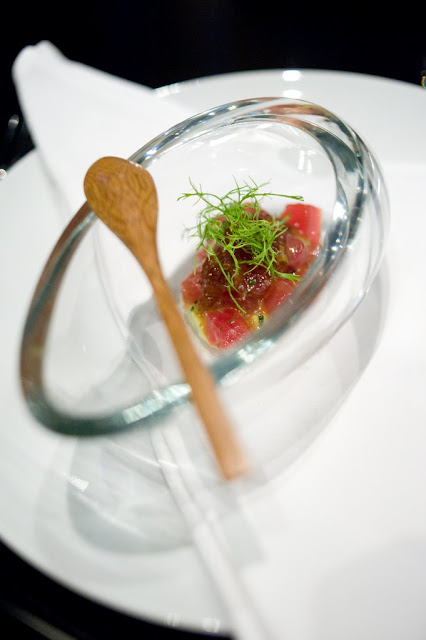 Yellow Fin Tuna Tartare, Avocado Cream, Soy and Wasabi Jelly Yellow Fin Tuna Tartare, Avocado Cream, Soy and Wasabi Jelly