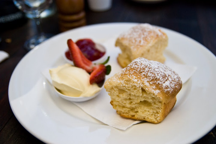 Devonshire tea 2 scones served with king island cream and strawberry jam $13