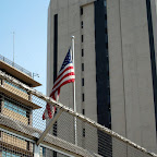South Koreans love the American Embassy so they protected it with a 12ft high fence and barbed wire.